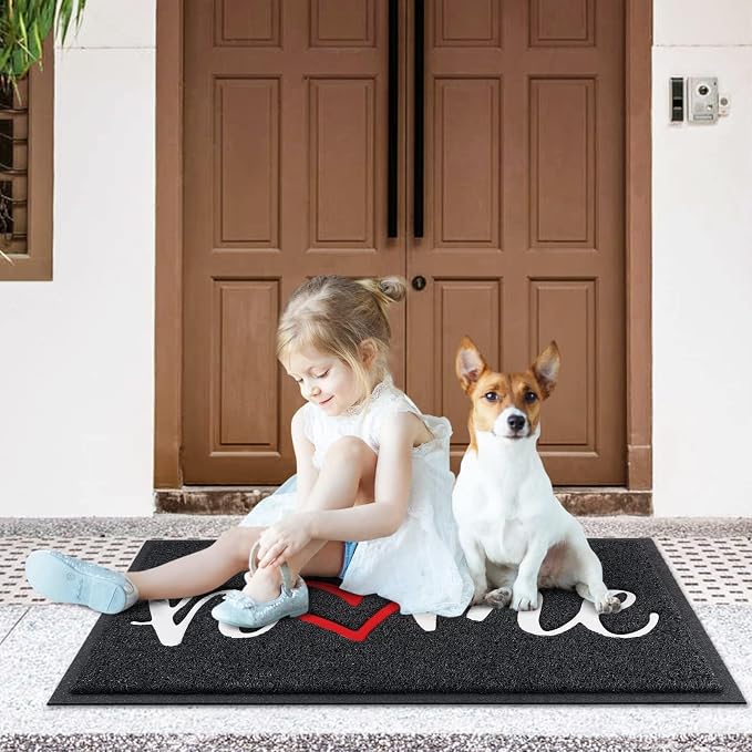 Black Door Mat Welcome Mats Outdoor Indoor Doormat - Image 2