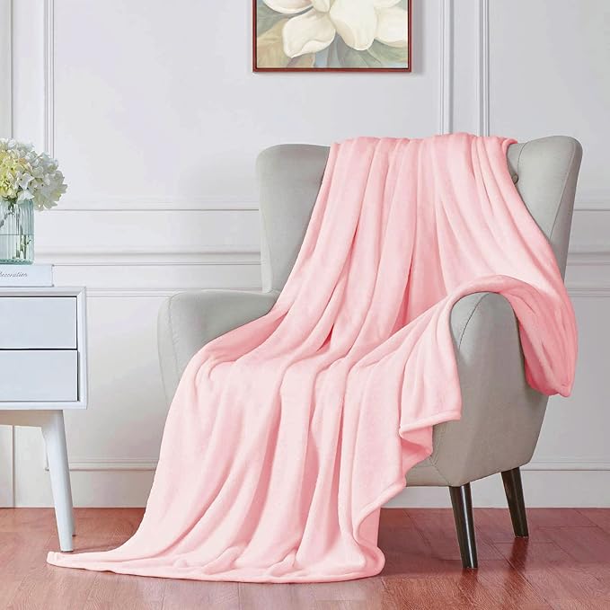 Walensee Fleece Blanket Plush Throw Fuzzy Lightweight (Throw Size 50x60 Pink) Super Soft Microfiber Flannel Blankets for Couch, Bed, Sofa Ultra Luxurious Warm and Cozy for All Seasons