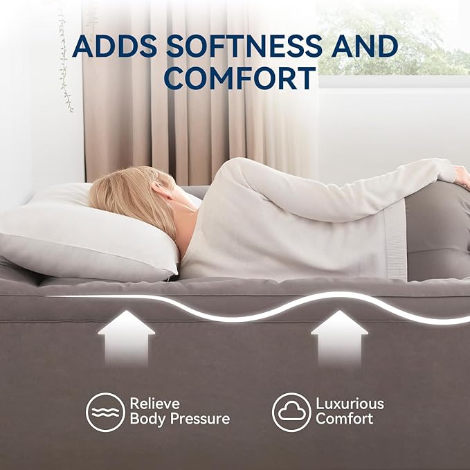 BDEUS Dual Layer 5 Inch Memory Foam Mattress Topper Twin XL Size for Dorm Room, 2 Inch Gel Memory Foam Plus 3 Inch 1450 GSM Pillow Top Mattress Pad Cover,Dark Gray