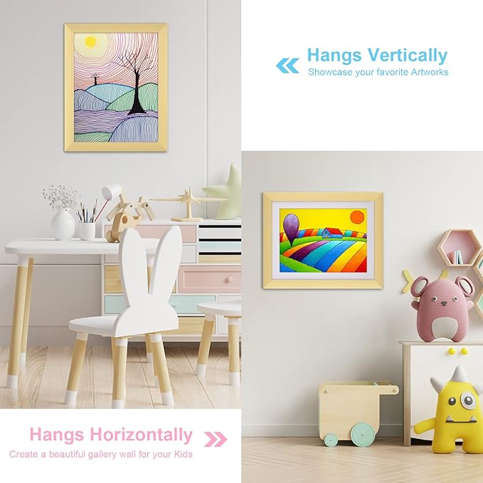 [3 Pack] Kids Art Frames, 10x12.5 Front Opening Kids Artwork Frames Changeable, Displays 8.5x11 With Mat and 10x12.5 Without Mat, Holds 50 Pcs, for 3D Picture, Crafts, Children Drawing, Hanging Art, Portfolio Storage