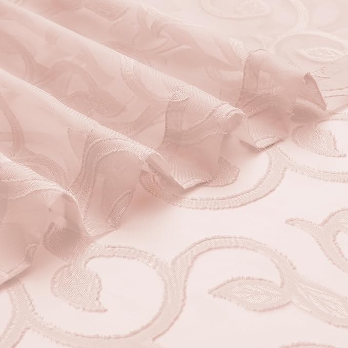 Furman Blush Sheer Curtains, 72 inches Long 2 Panels Set, Light Filtering Top - Image 7