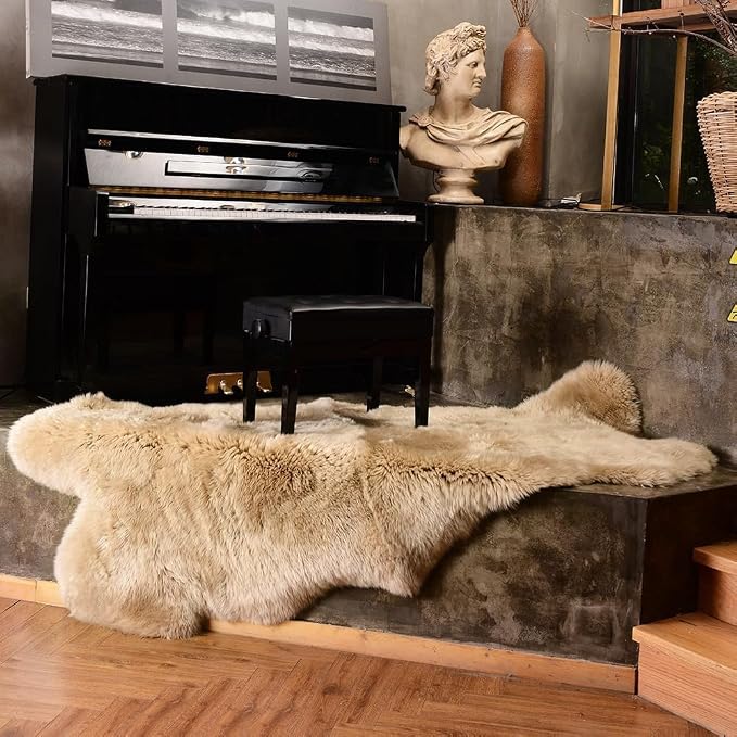 LLB Genuine Sheepskin Area Rug Wool Rug Fur Carpet Fluffy Shaggy Fur Rug - Image 2
