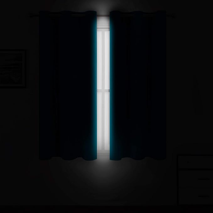 Teal Blackout Curtains 34 x 63 Inch Length/Set of 2 Curtain Panels/Thermal - Image 3