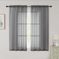 Sheer Grey Curtains for Bedroom Living Room 54 Inch Length 2 Panels Set by WelvetBLK