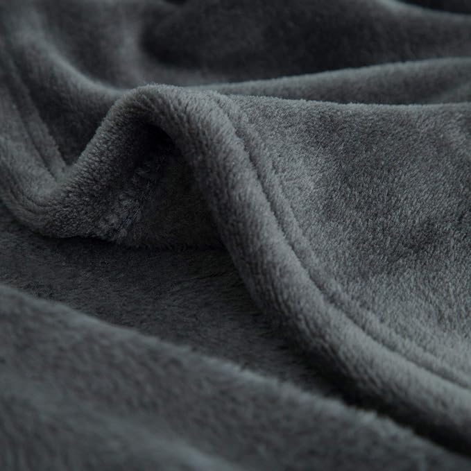 Bedsure GentleSoft Fleece Throw Blanket Dark Grey - Image 8