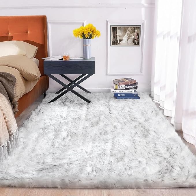 ORINOVA White and Gray Furry Carpet - Image 7