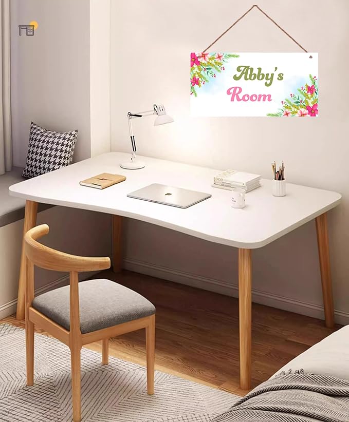 Personalized Flowers Room Door Sign For Girls Bedroom Kids Room Nursery Wall Art Decor Custom Name Art Plate Wooden Plaque For Living Room