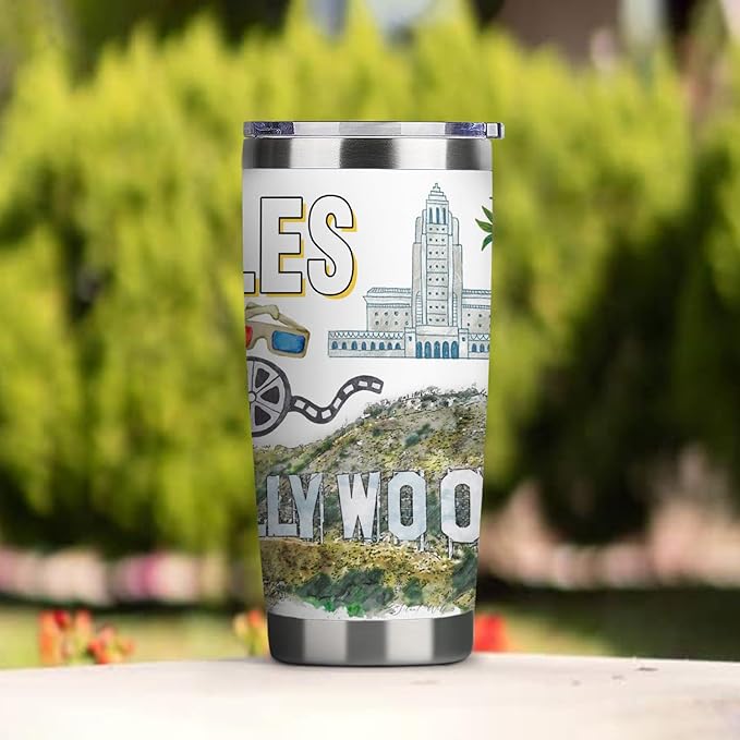 City Travel Mug for City Lover,20oz Double Wall Tumbler Vacuum Insulated Stainless Steel Coffee Cups (Los Angeles)