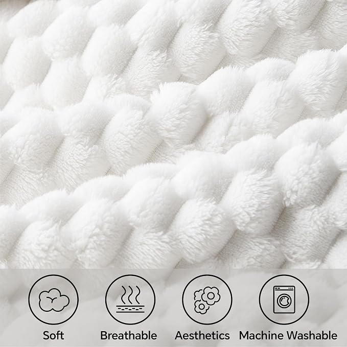 BEDELITE White King Blanket for Bed, Soft Cozy Gifts for Women, 108 * 90 | 3D - Image 4
