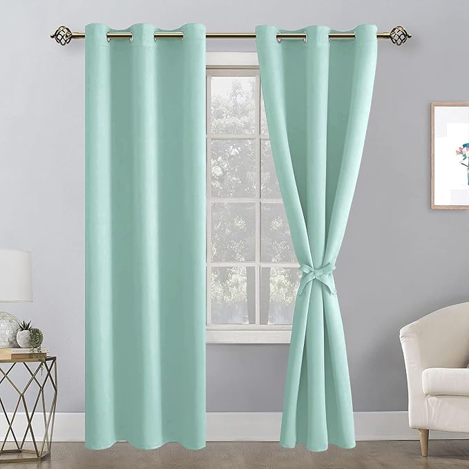 Blackout Curtains for Bedroom, 38 x 84 Inches Long, 2 Panels, Aqua | Thermal - Image 8