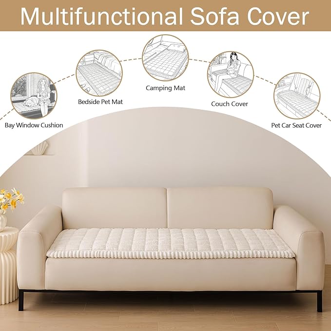 Couch Cover for Dogs, Washable Non Slip Plush Flannel Sofa Protector | Thick - Image 3