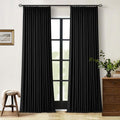 Black Pinch Pleated Linen Blackout Curtains 90 Inches Long by Twodrapes