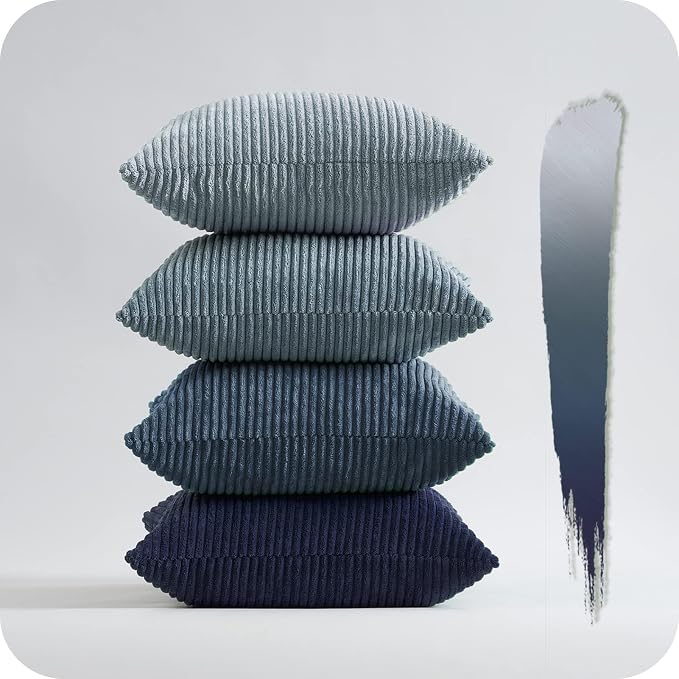 Topfinel Decorative Throw Pillow Covers Dusty Blue Navy Series 16x16 Inch Set - Image 9