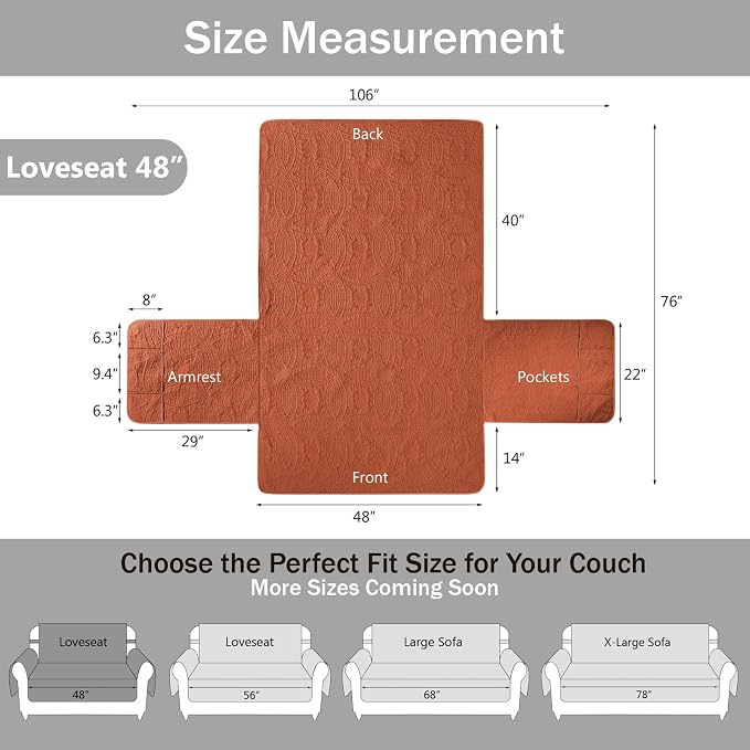 Orange Loveseat Covers for 2 Cushion Couch, Water-Repellent Covers for Love Seat - Image 6