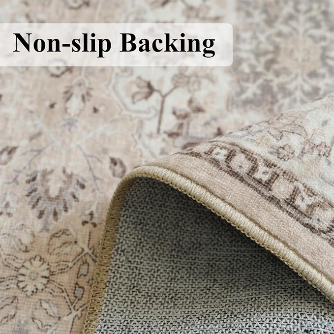 Washable 5x5 Square Area Rugs: Indoor Non-Slip Entryway Kitchen Rugs Oriental - Image 5