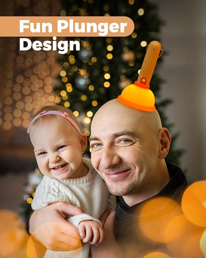 Amaredom Plunger Night Light, Cute Plunger Lamp, Wooden Bar Silicone Funny Nightlight, Rechargeable LED Funny Flashlight with 30 Minutes Timer & One Button Control, Bedroom, Washroom, Living Room