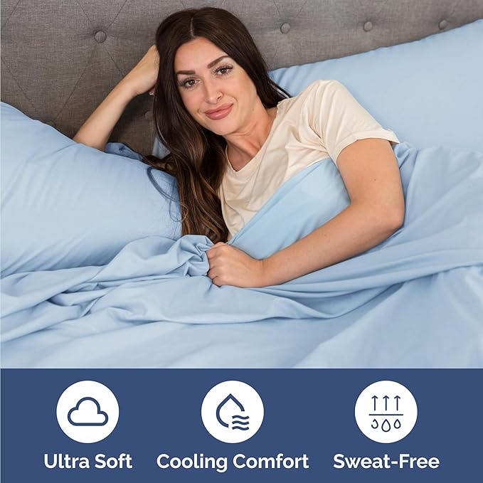 Twin 4 Piece Sheet Set - Comfy Breathable & Cooling - Ultra-Soft Hotel Luxury Bedding Set with 8-16 Inch Deep Pockets - 1 Flat & 1 Fitted Sheet & 2 Pillowcases - Wrinkle Free & Easy Care - Baby Blue