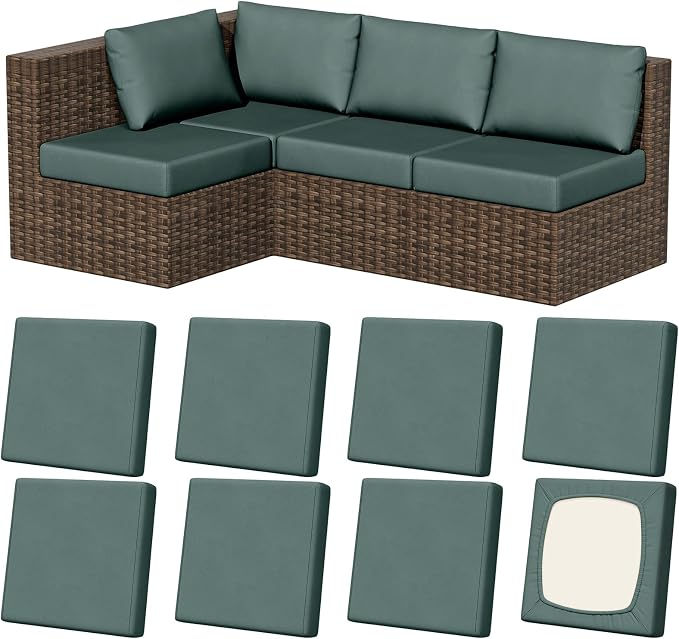 8Pcs Outdoor Cushion Covers, Stretch Patio Furniture Couch Chair Slipcovers | by VORSHAPE