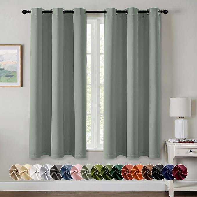 MIULEE Blackout Curtains for Bedroom 2 Panels 40 x 54 Inch Long Light Green | by MIULEE