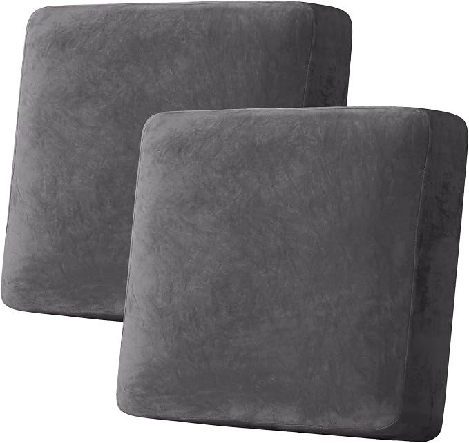 H.VERSAILTEX Velvet Stretch Couch Cushion Cover Plush Cushion Slipcover by HVERSAILTEX