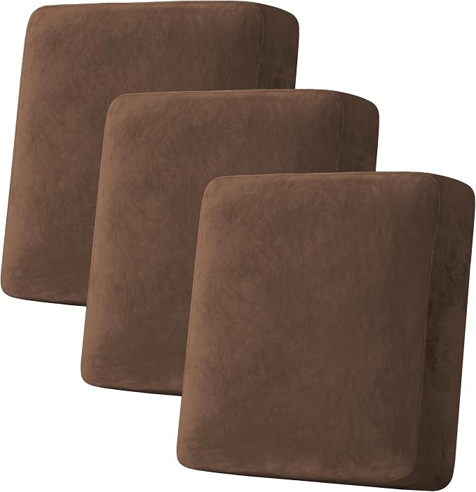 H.VERSAILTEX Velvet Stretch Couch Cushion Cover Plush Cushion Slipcover by HVERSAILTEX