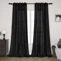 Black Semi Sheer Curtains 108 Inches Long 2 Panels Set Back Tab Loop Pocket by Nanspring
