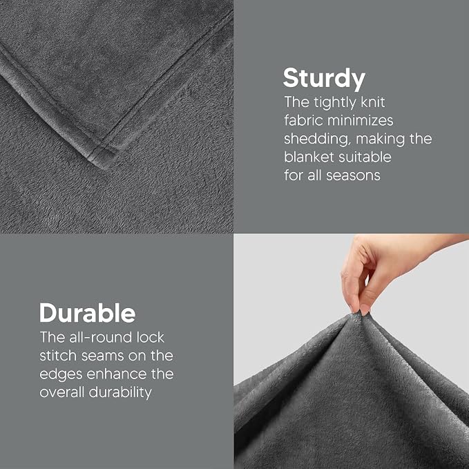 Utopia Bedding Ultra Soft Fleece Bed Blanket Throw Size Grey | Microfiber Plush - Image 5
