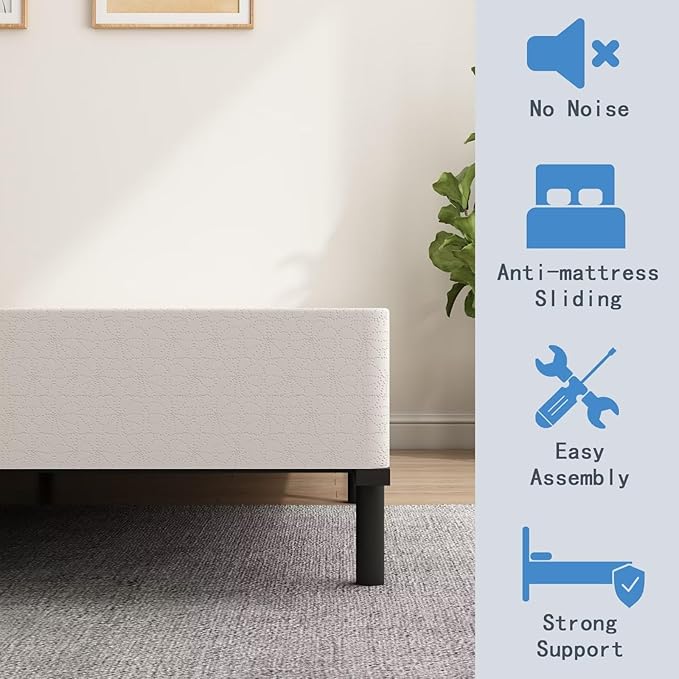 ALDRICH 5 Inch Heavy Duty Metal Box Spring Mattress Foundation 1500lbs Max Weight Capacity/Non-Slip/No Noise/Easy Assembly/Easy Clean Cover,Twin XL