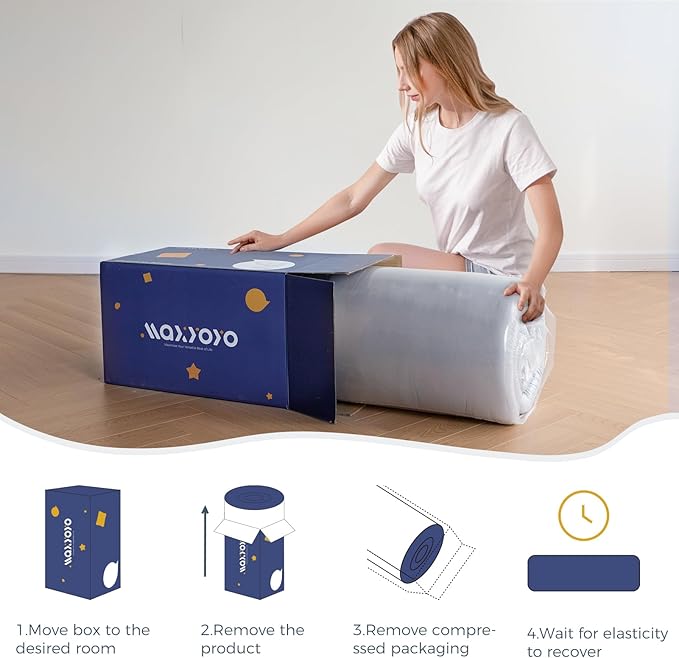 MAXYOYO Grey Constellation Futon Mattress, Padded Japanese Floor Mattress Quilted Bed Mattress Topper, Extra Thick Folding Sleeping Pad Breathable Floor Lounger Guest Bed for Camping Couch, Queen