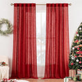 MIULEE Red Linen Curtains 52x108 Inch Long by MIULEE