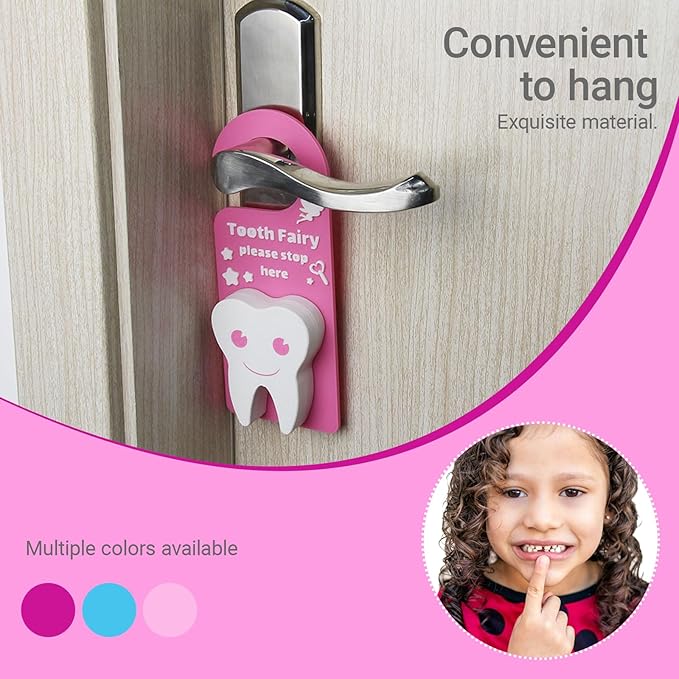Tooth Fairy Tooth Holder Box Tooth Fairy Door Hanger with Money Box Keepsake Tooth Fairy Box Encourage Gifts for Lost Teeth Boy Girl Milk Teeth (Blue)