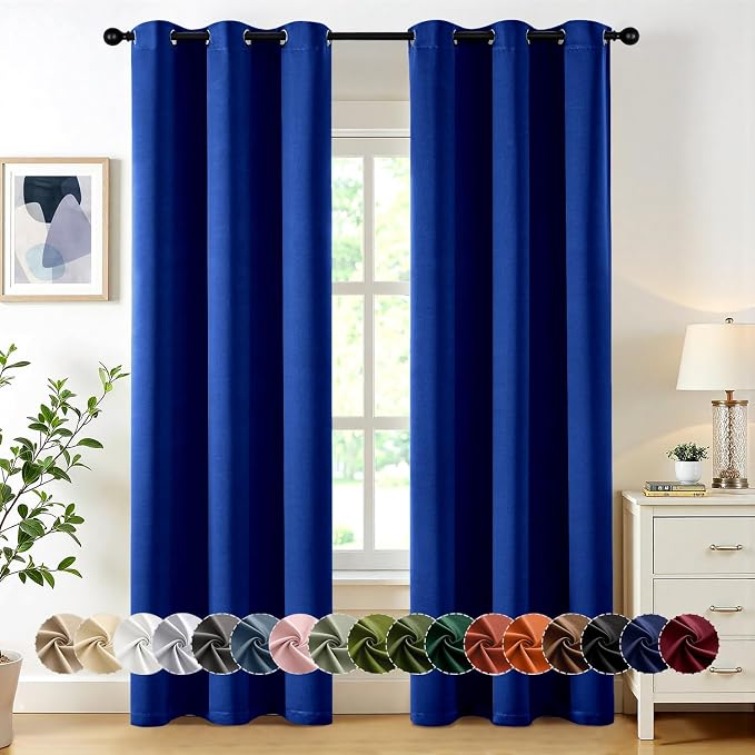MIULEE Blackout Curtains for Bedroom 2 Panels 40 x 72 Inch Long Royal Blue | by MIULEE