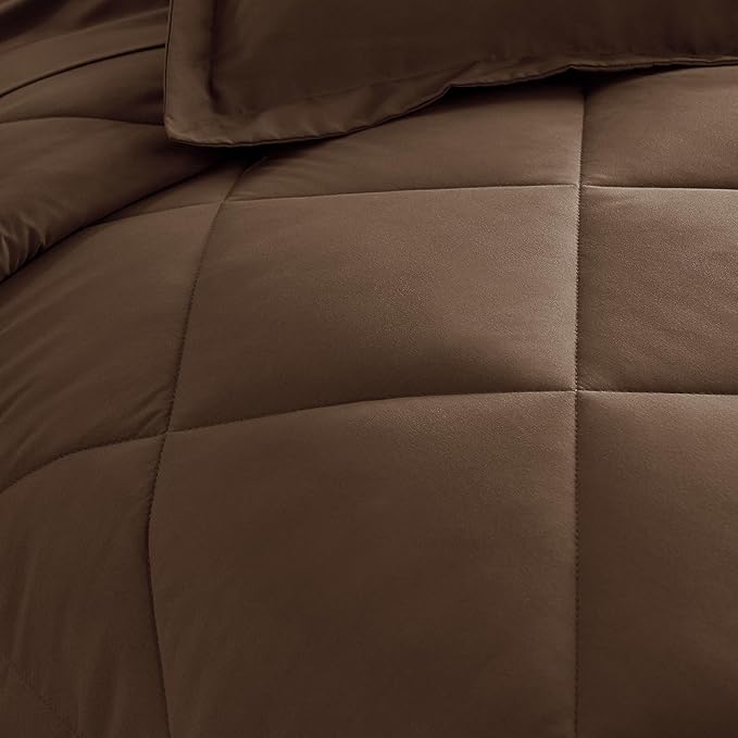 CozyLux Full Size Comforter Sets Brown - 7 Pieces Bed in a Bag Full, Luxury Soft Bed Set for All Seasons, Bedding Set with Down Alternative Comforter, Sheets, Pillowcases & Shams