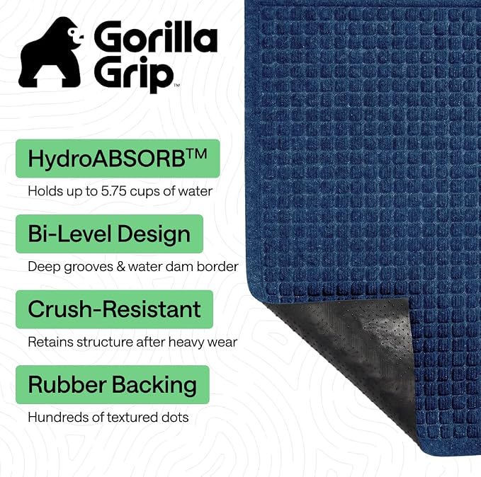 GORILLA GRIP® Ultra Absorbent Front Door Mat Outside Entrance, Traps Dirt and - Image 2