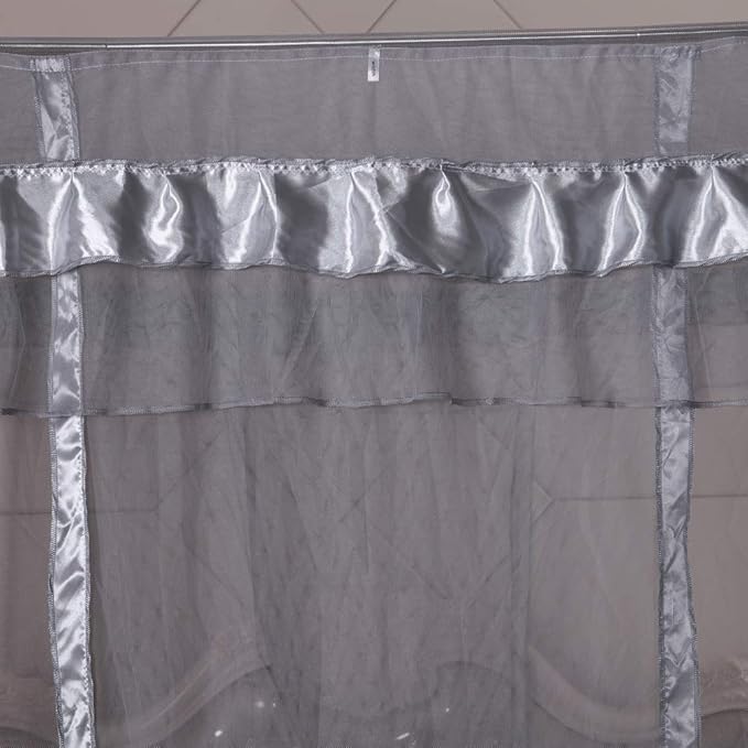 Mengersi Gray Canopy Bed Curtains Mosquito Net Bed Drapes for Queen Bed