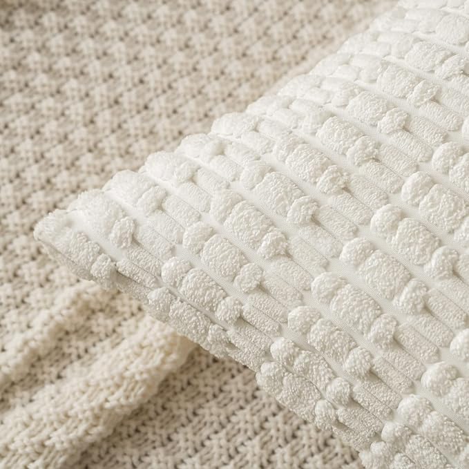 MIULEE Euro Sham Corduroy Decorative Throw Pillow Covers 24x24 Pure White | - Image 2