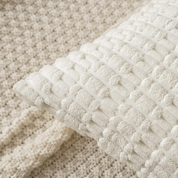 MIULEE Corduroy Decorative Throw Pillow Covers 18x18 Pure White Pack of 2 | - Image 8