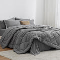 Love's cabin California King Comforter Set Grey, 7 Pieces California King Bed in a Bag, All Season Bedding Sets with 1 Comforter, 1 Flat Sheet, 1 Fitted Sheet, 2 Pillowcase and 2 Pillow Sham