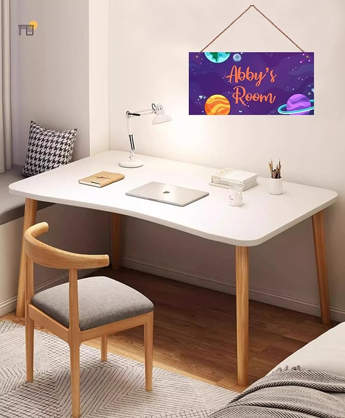 Personalized Outer Space Sign Universe Theme Art Décor For Kids Room Custom Name Door Wall Decor, Stars Floral Nursery Art Plate For Girls Room Boys Bedroom