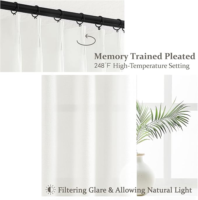 White Linen Curtains 92 Inches Long - Image 3