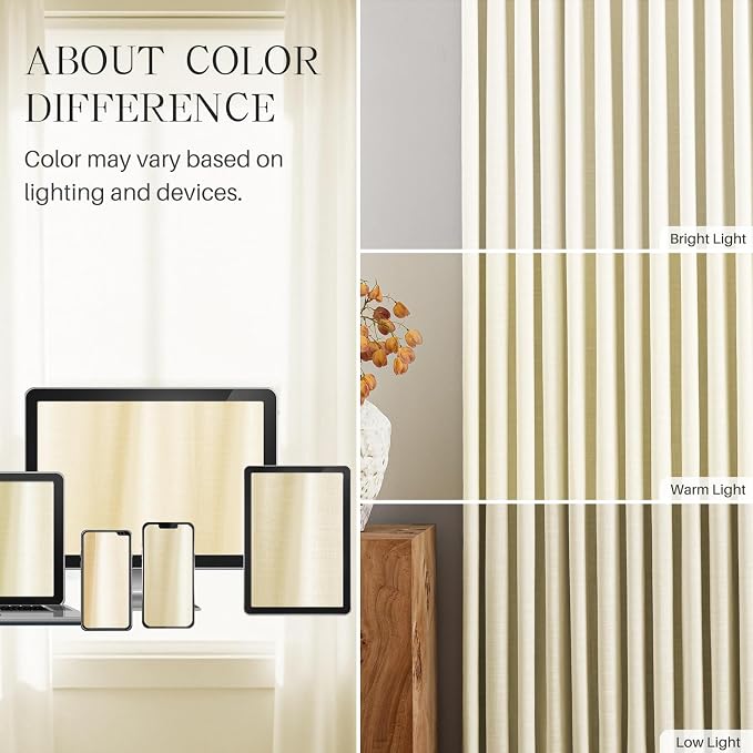 Pinch Pleated Linen Curtains 100% Blackout 84 Inches Long - Image 8