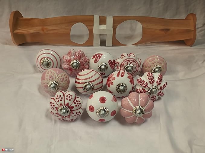 Dresser Knobs for Cabinets and Drawers - Assorted Multicolor Ceramic Pull Handle for Kitchen Cupboard Wardrobe Decorative Furniture Hardware - Pack of 30