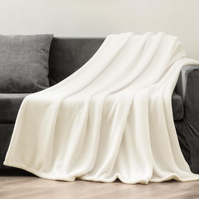 BEDELITE Fleece Blanket Soft Plush Twin Size Blanket Cream 60"x80" | Ultra Soft - Image 7