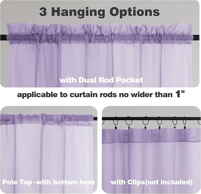 Chyhomenyc Lilac Sheer Curtains 84 Inches Long - Image 7