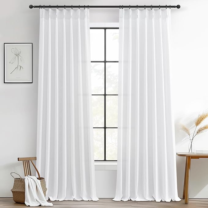 Cute White Sheer Curtains 96 Inches Long by PleatedDrapes