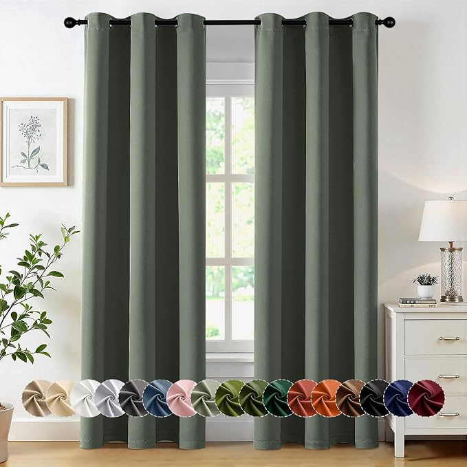 MIULEE Blackout Curtains for Bedroom 2 Panel 40 x 72 Inch Long Dark Mallard | by MIULEE