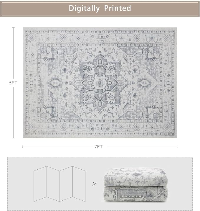 Washable Rugs 5x7 Area Rugs for Living Room, Dining Room, Playroom | Ultra Soft - Image 2