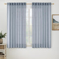 MIULEE Chambray Blue Linen Curtains 52x54 Inch Long by MIULEE