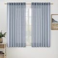 MIULEE Chambray Blue Linen Curtains 52x63 Inch Long by MIULEE