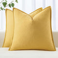 MIULEE Decorative Linen Pillow Covers 18x18 Inch Yellow | Boho Farmhouse​ by MIULEE